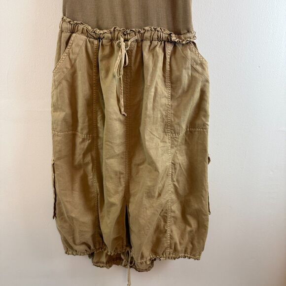 Daily Practice by Anthropologie Be Bold Racerback Twofer Midi Cinch Dress Tan M - Picture 3 of 12